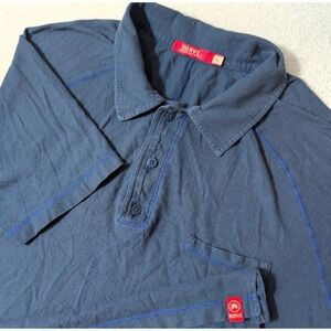 Agave Polo Shirt Mens L Blue Linden SS Contrast Stitch Pocket Made in USA